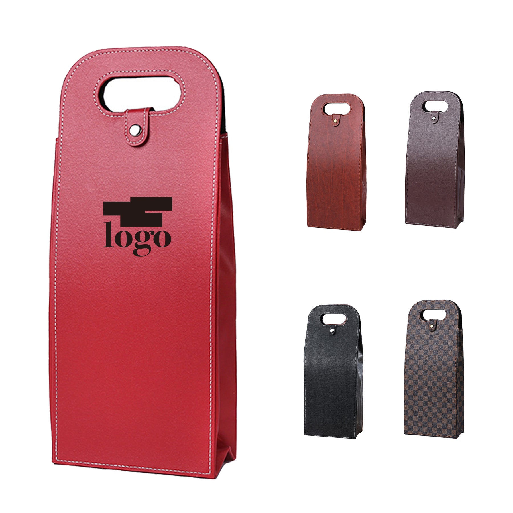 Reusable Double Bottle Leather Wine Tote Bag