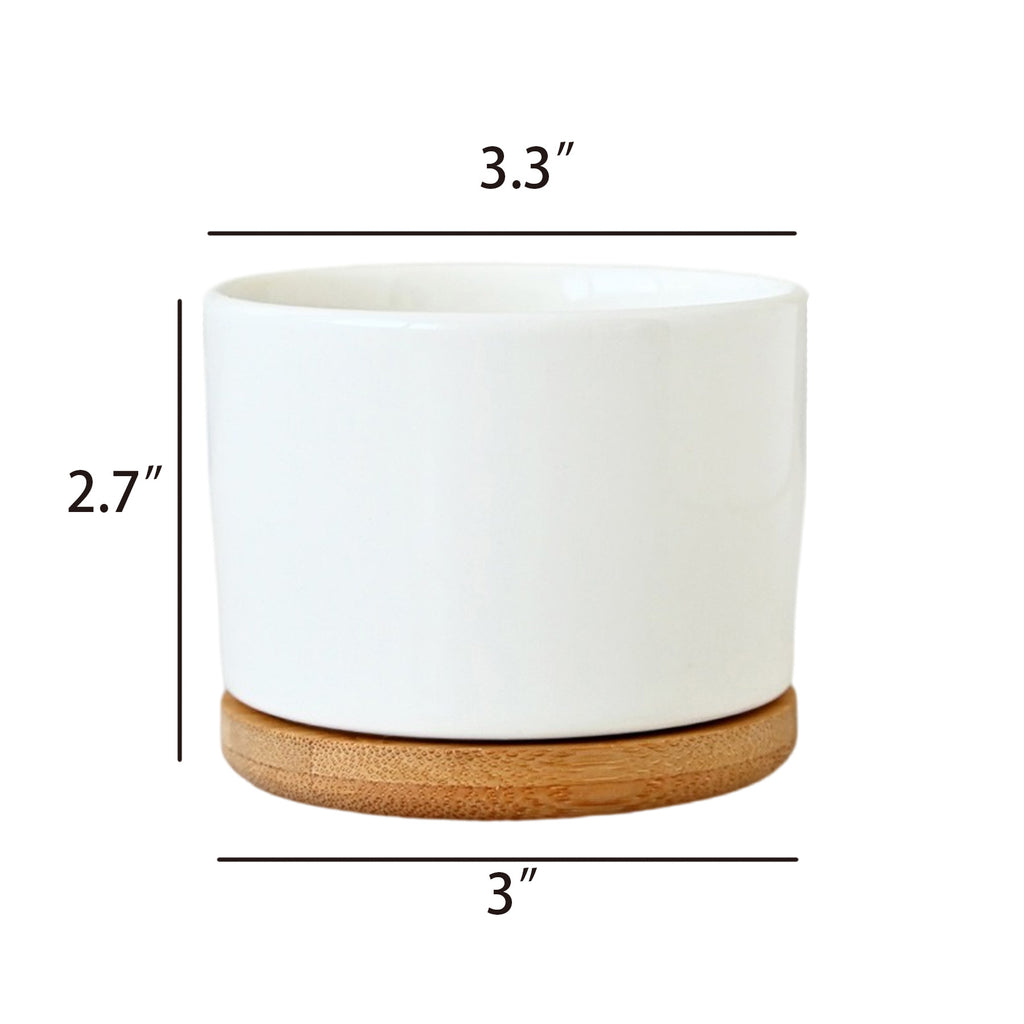 Ceramic Planter With Bamboo Base