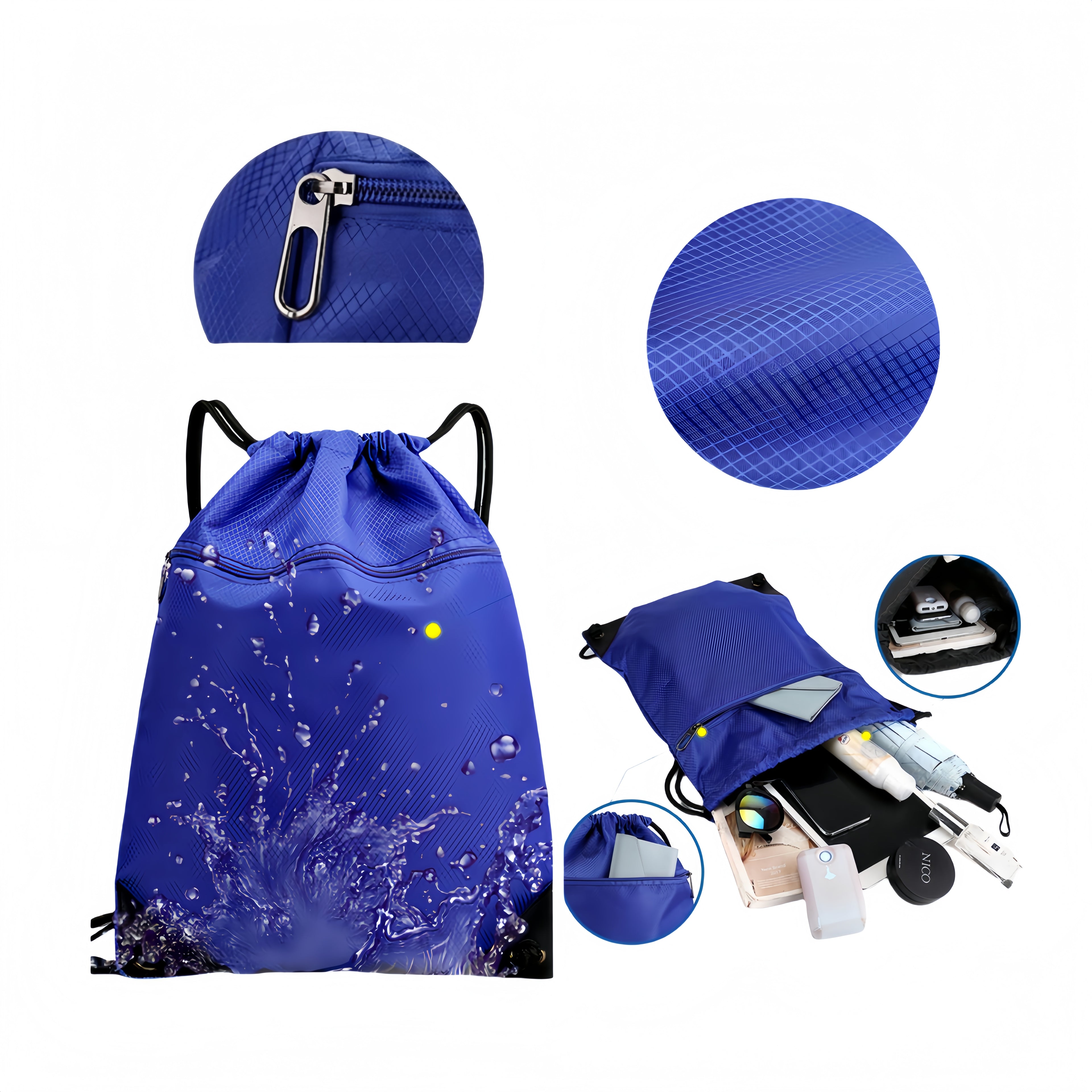 Water-Resistant Oxford Cloth Large-Capacity Drawstring Backpack