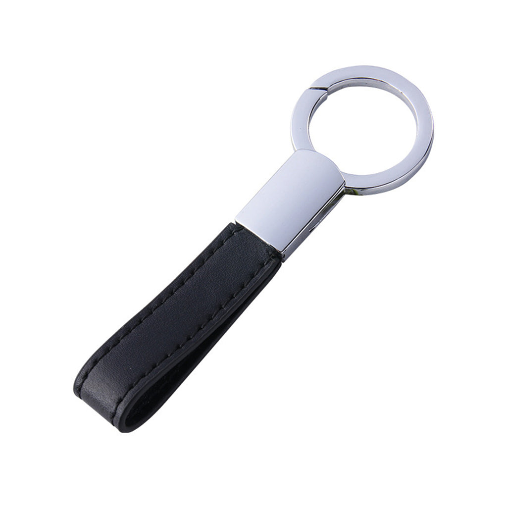 Leather Strap Keychain With Metal Plate