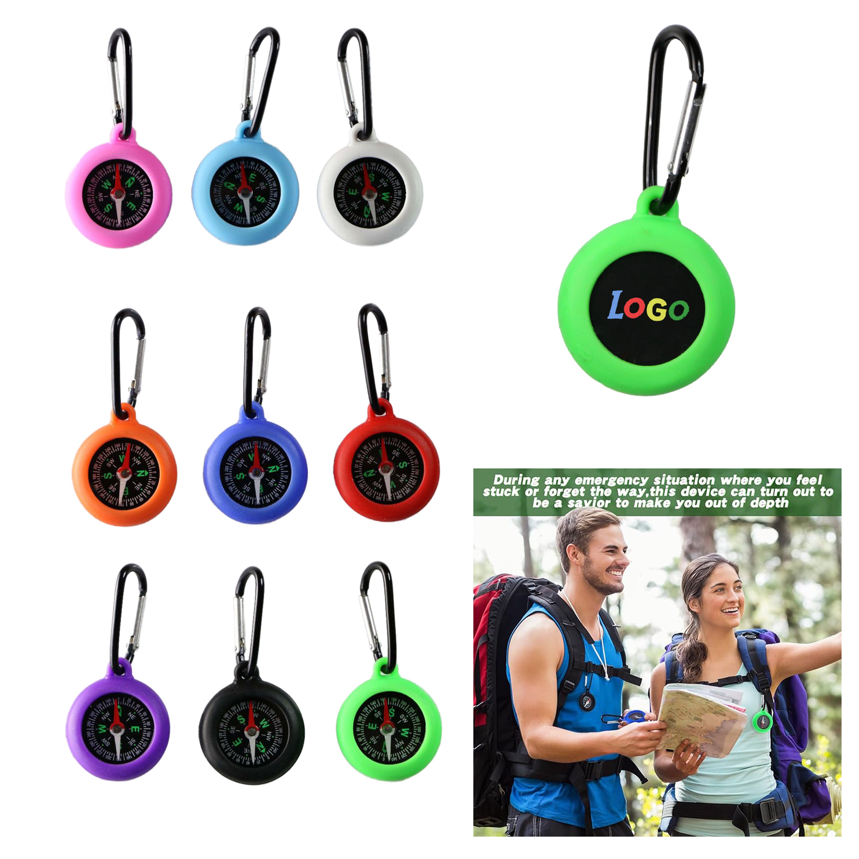 Silicone Compass with Carabiner Clip