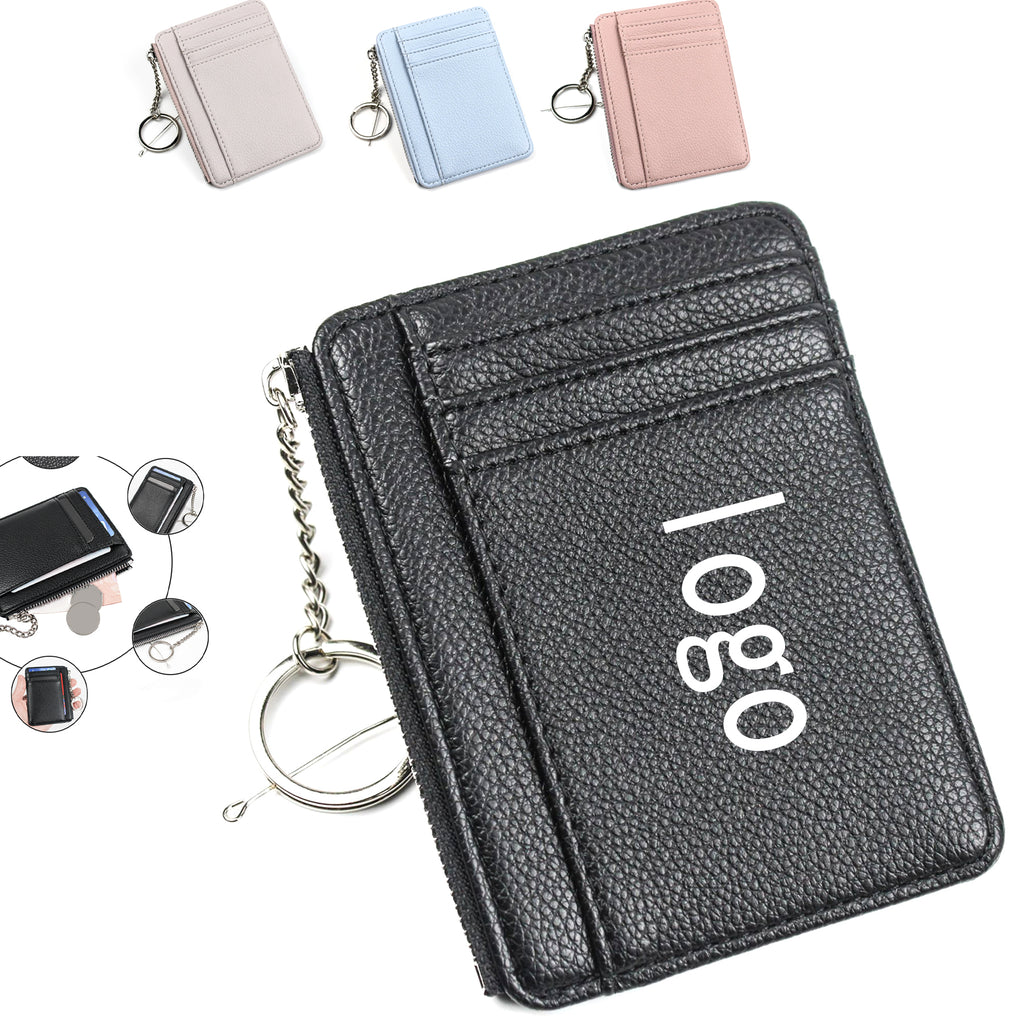 Leather Wallet Card Holder With Zipper