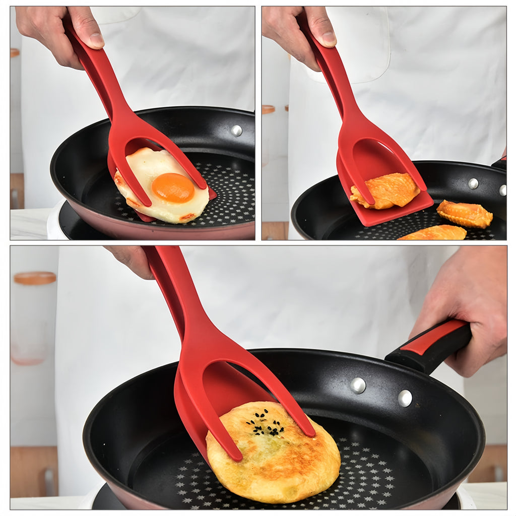 Grip and Flip Spatula Tong Multi-purpose Use Non-Stick Kitchen Egg Flipper Spatula