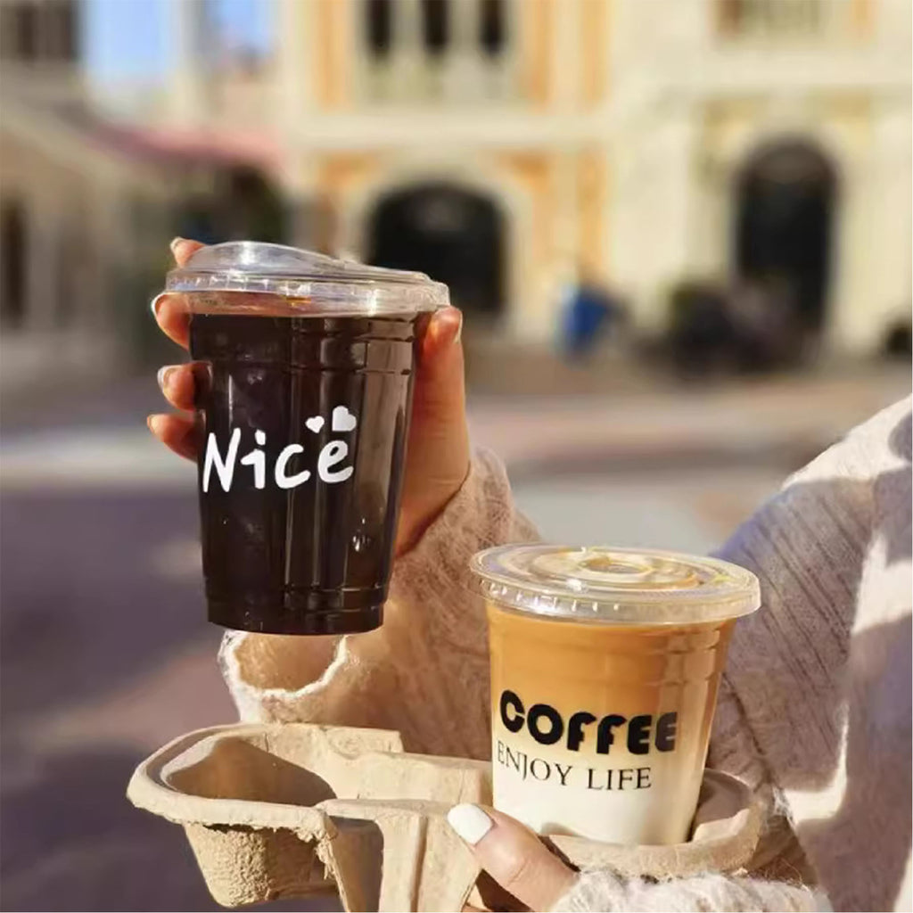 Clear Plastic Cups with Strawless Sip-Lids