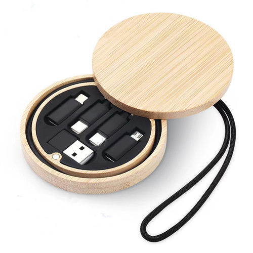 Bamboo Multi-Function Data Cable Storage Box