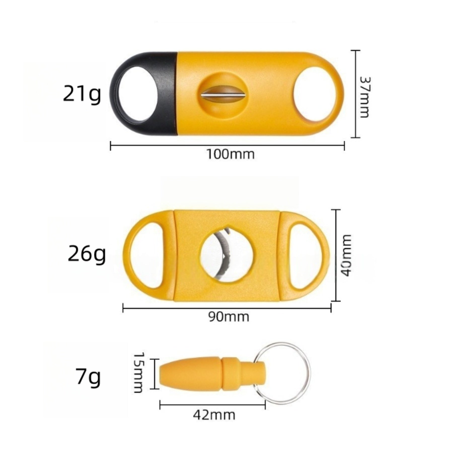 3 Pieces Portable Guillotine Cigar Cutter Set