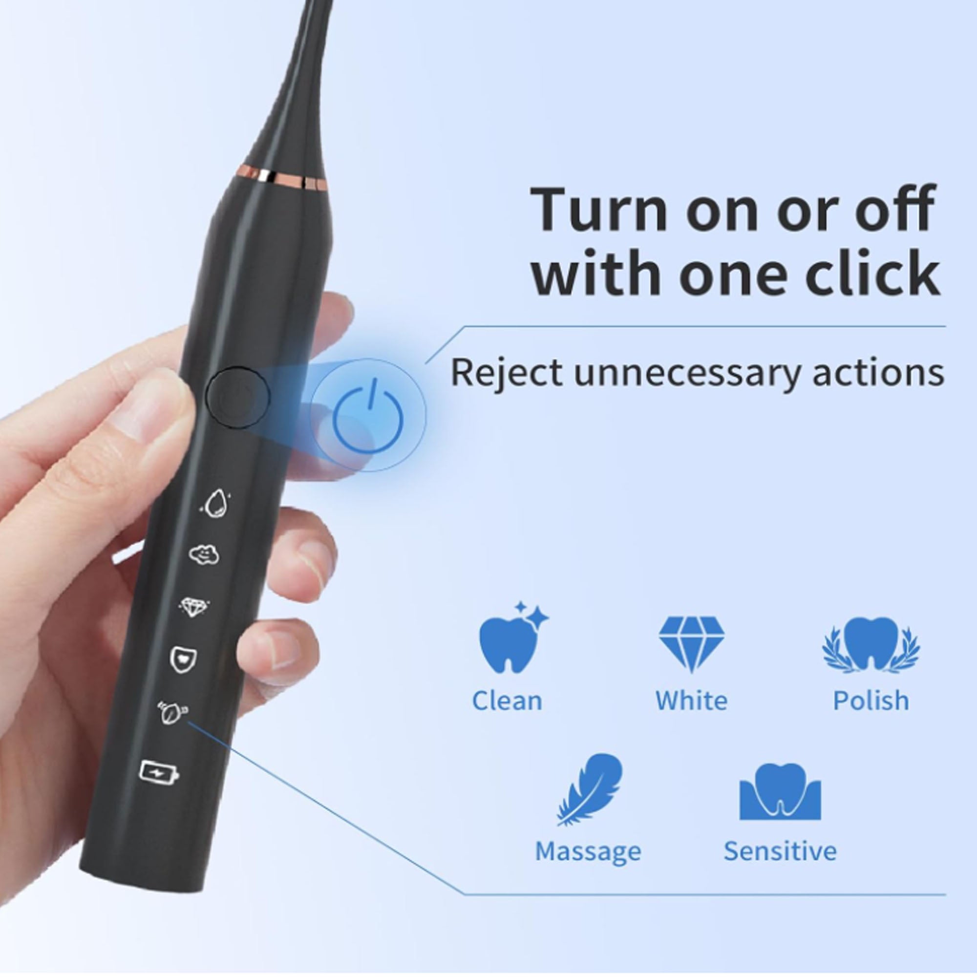 Rechargeable Sonic Toothbrush With 3 Brush Heads