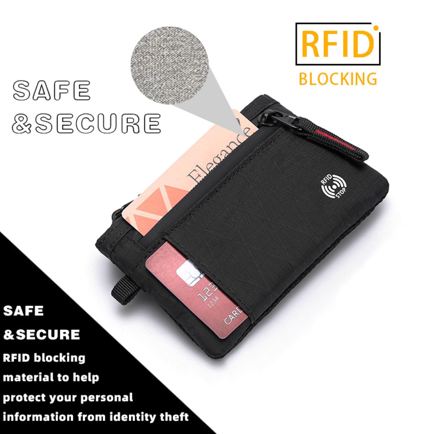 Anti - Theft Card - carrying Coin Pouch with Keychain