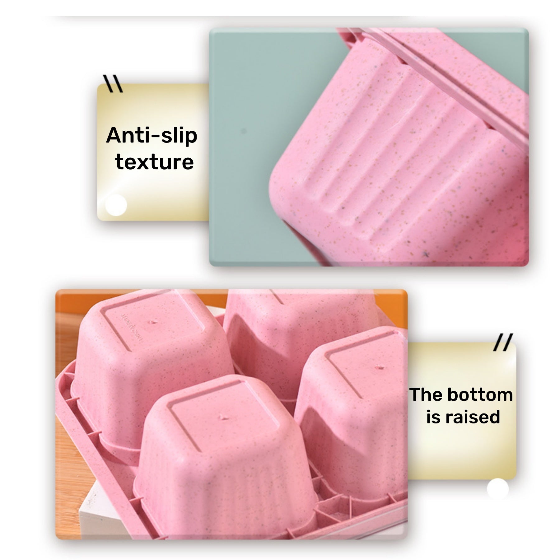 Transparent Four - Compartment Wheat Straw Food Container