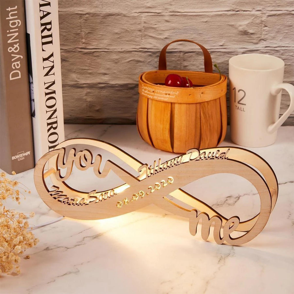 Personalized USB LED Night Light Custom Wooden Wall Lamp
