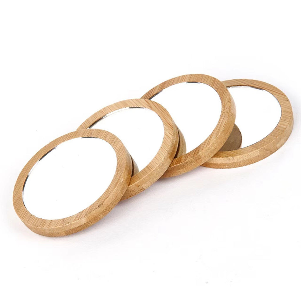 Portable Bamboo Makeup Mirror