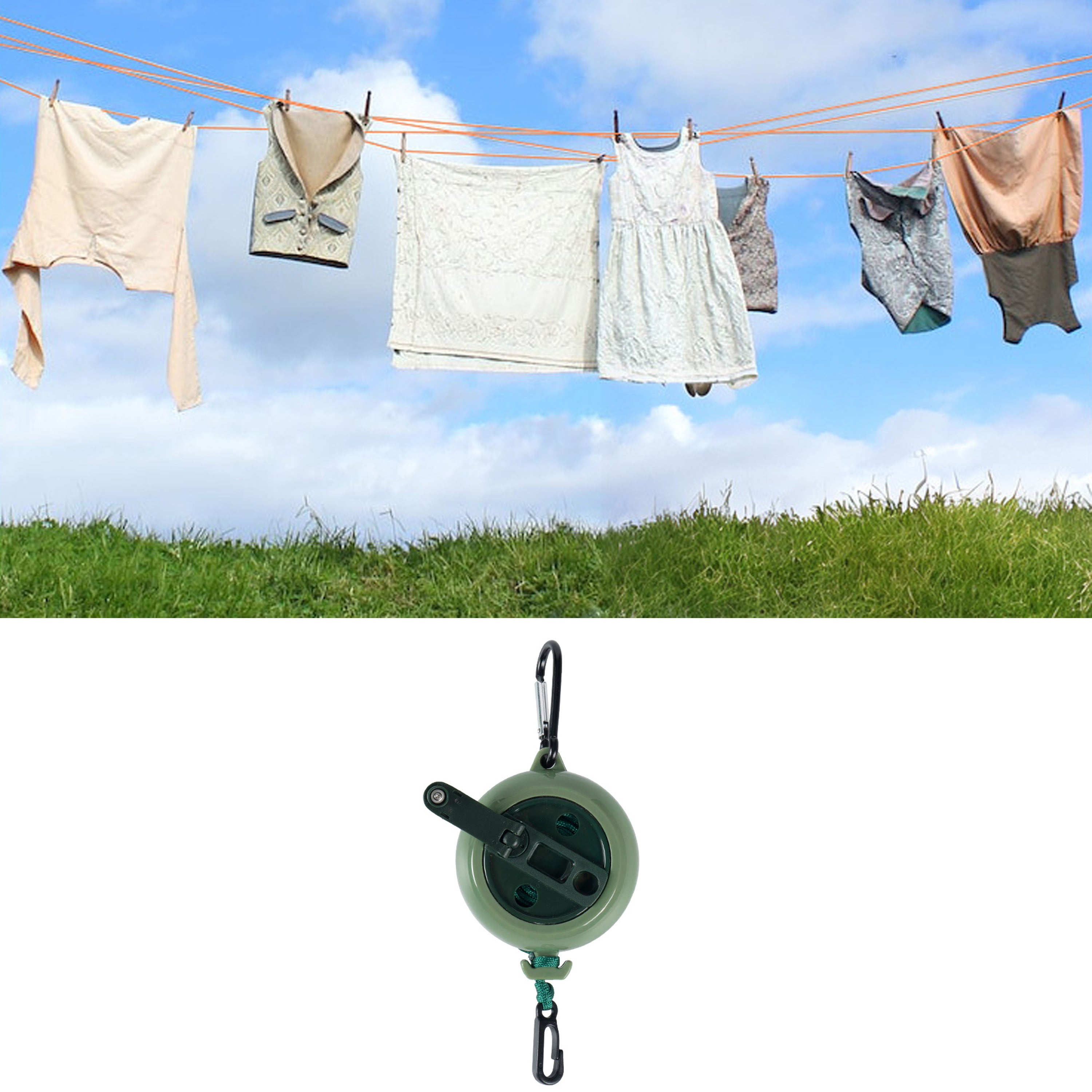 Portable Mini Hand Crank No-Punch Clothesline
