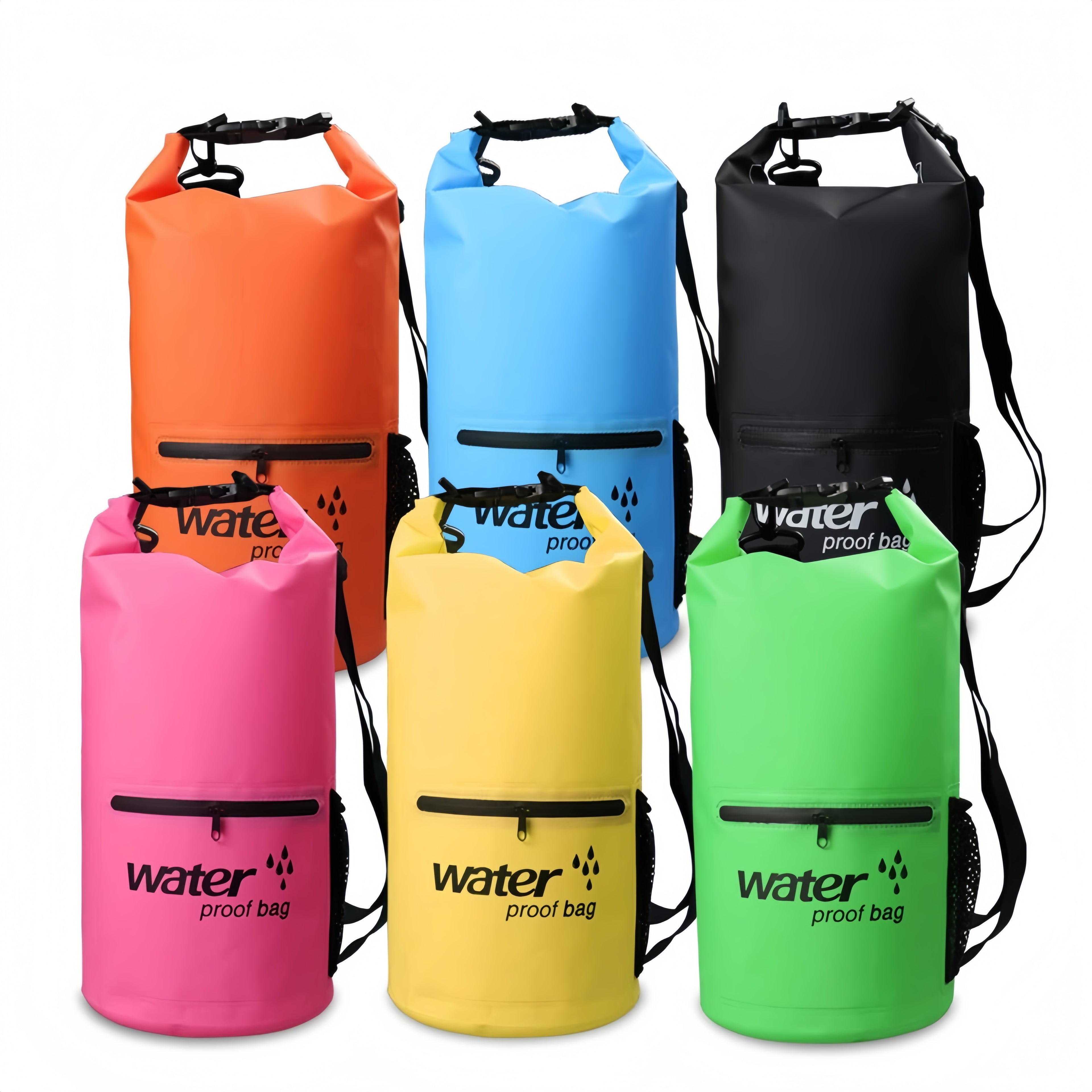 Waterproof Storage Bag With Double Shoulder Straps, Top-Style Closure And Zippers