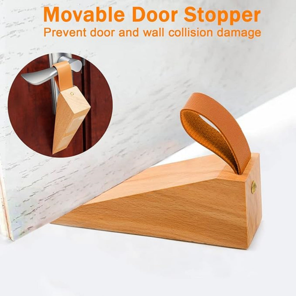 Nordic Style Non Slip Natural Solid Wood Door Stopper