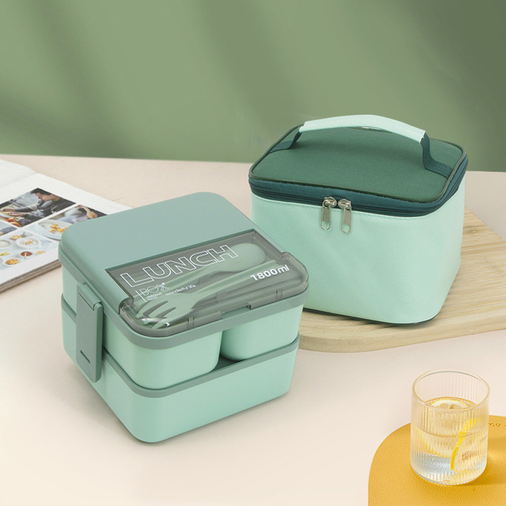 2-Layer Separable Lunch Box With Cutlery