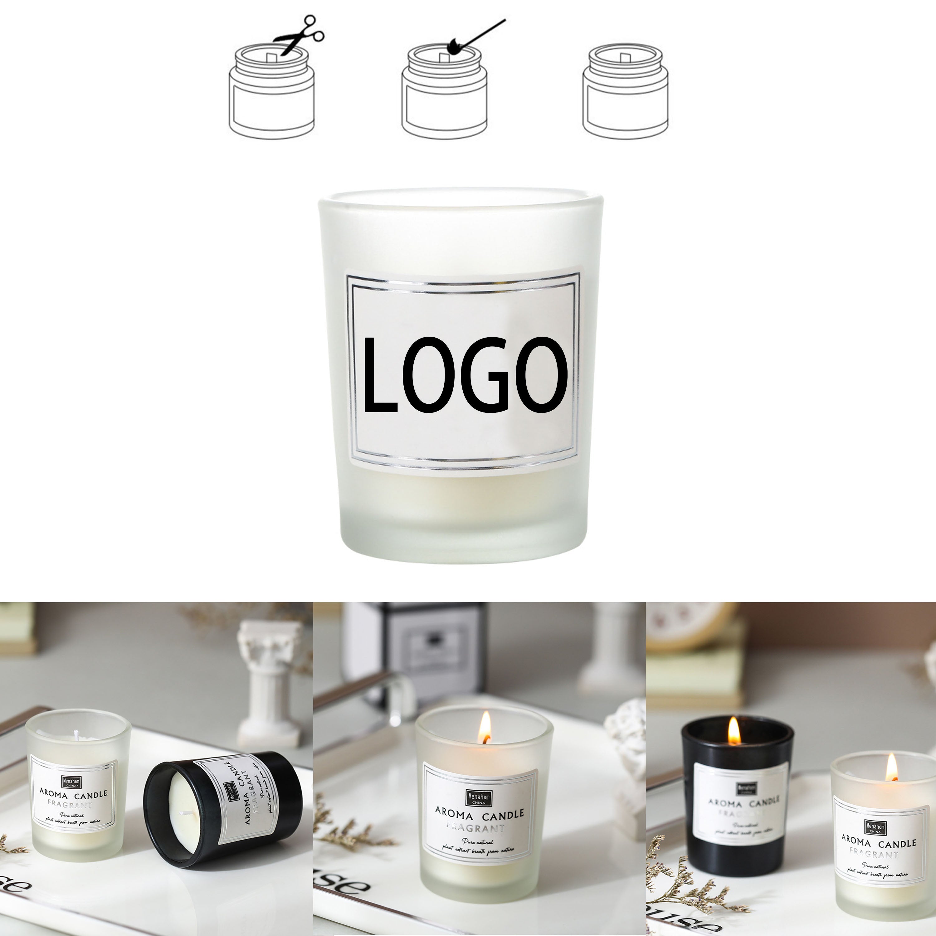 Aroma Candle Frosted Glass Gift Set