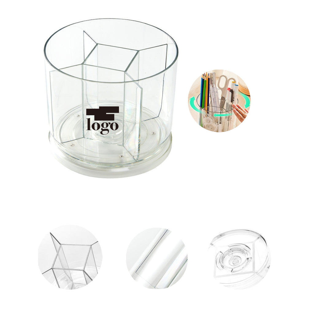Office Desktop Rotating Transparent Pen Holder