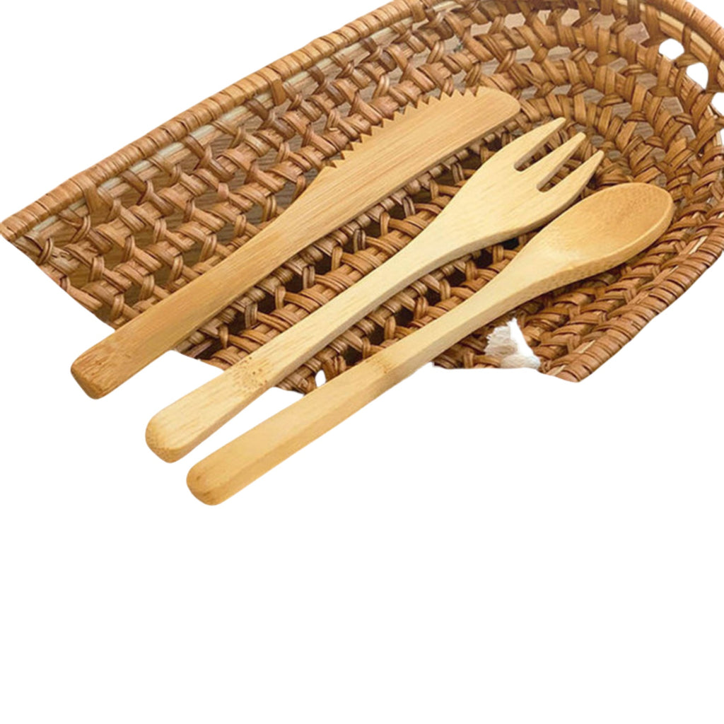 3 Piece Bamboo Cutlery Set