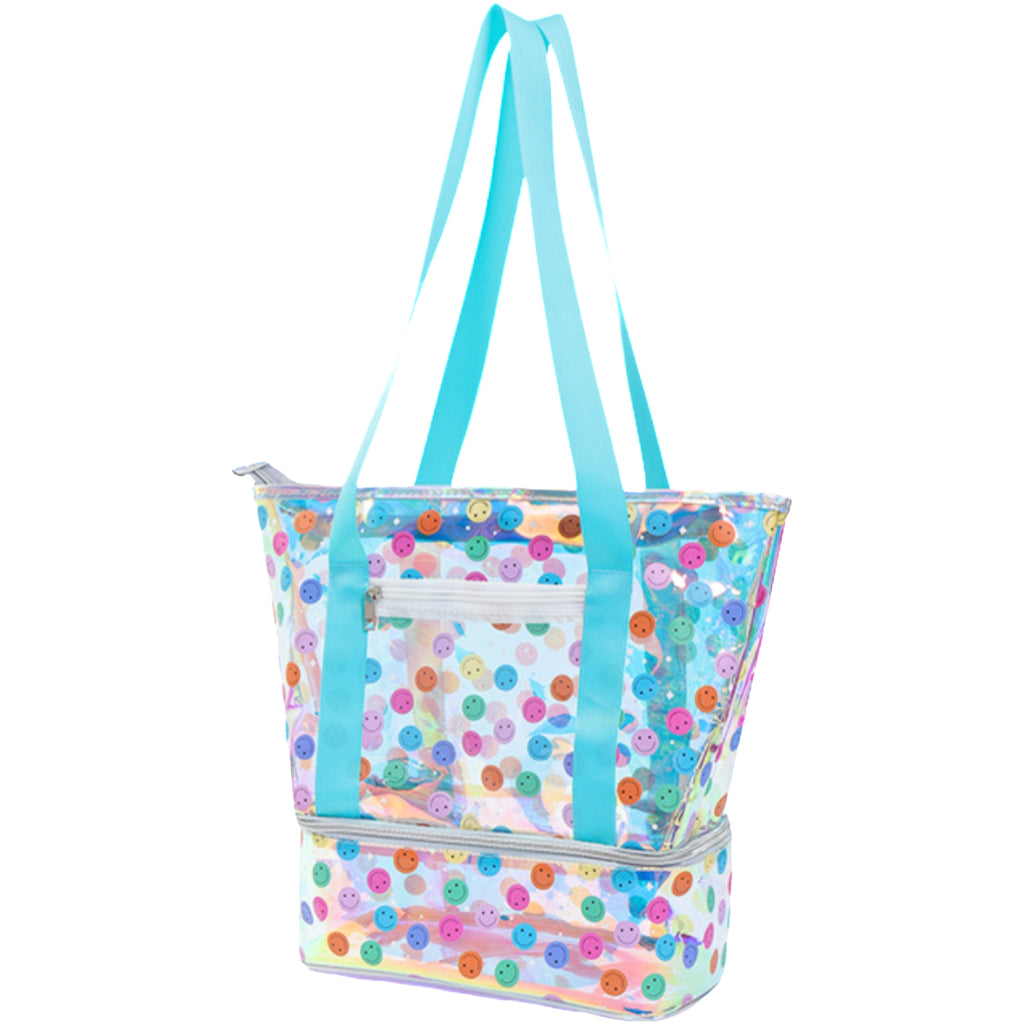 PVC Holographic Wet Dry Beach Bag Separate Shoe Compartment