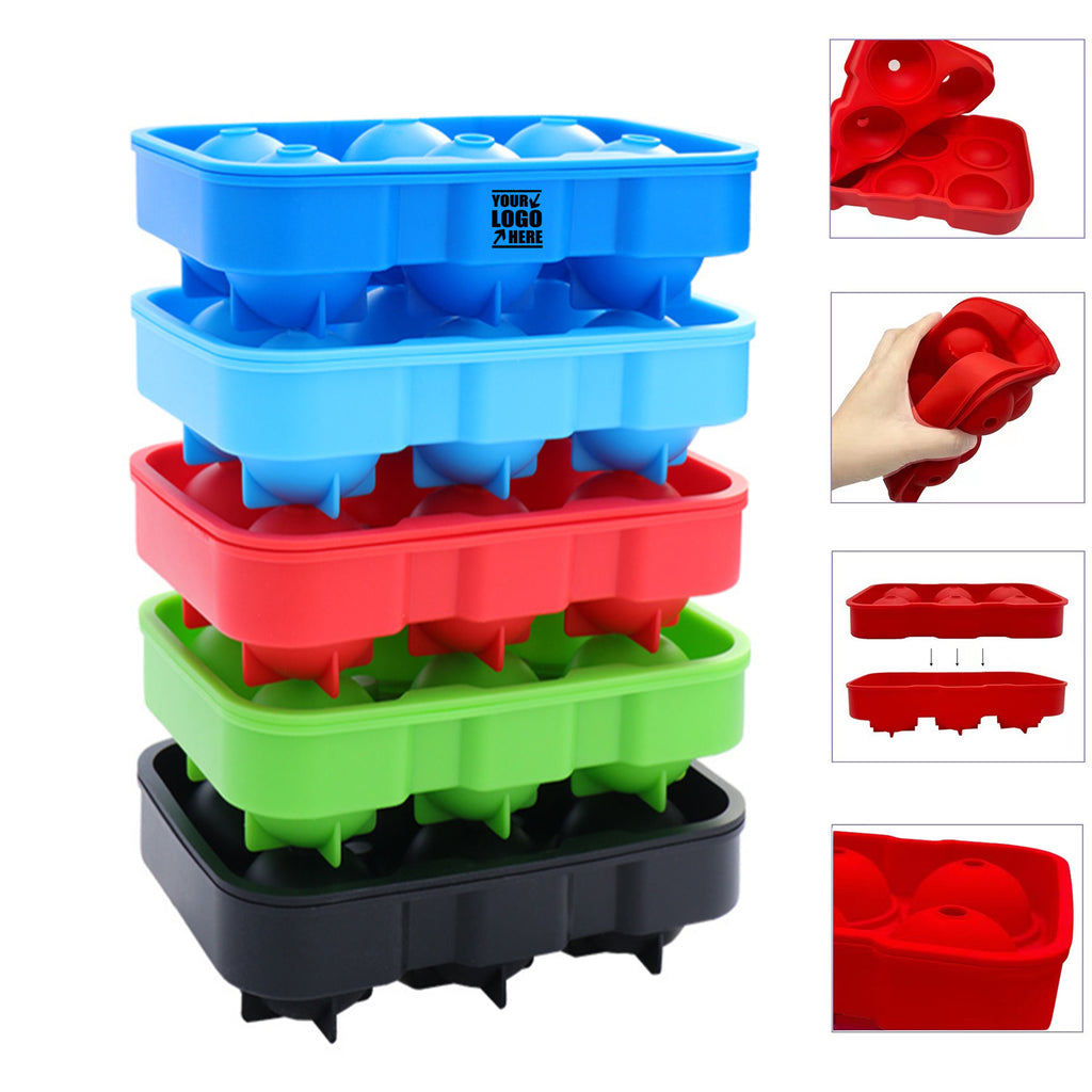 6 Silicone Ice Ball Mold Round Ice Cube Trays Spheres