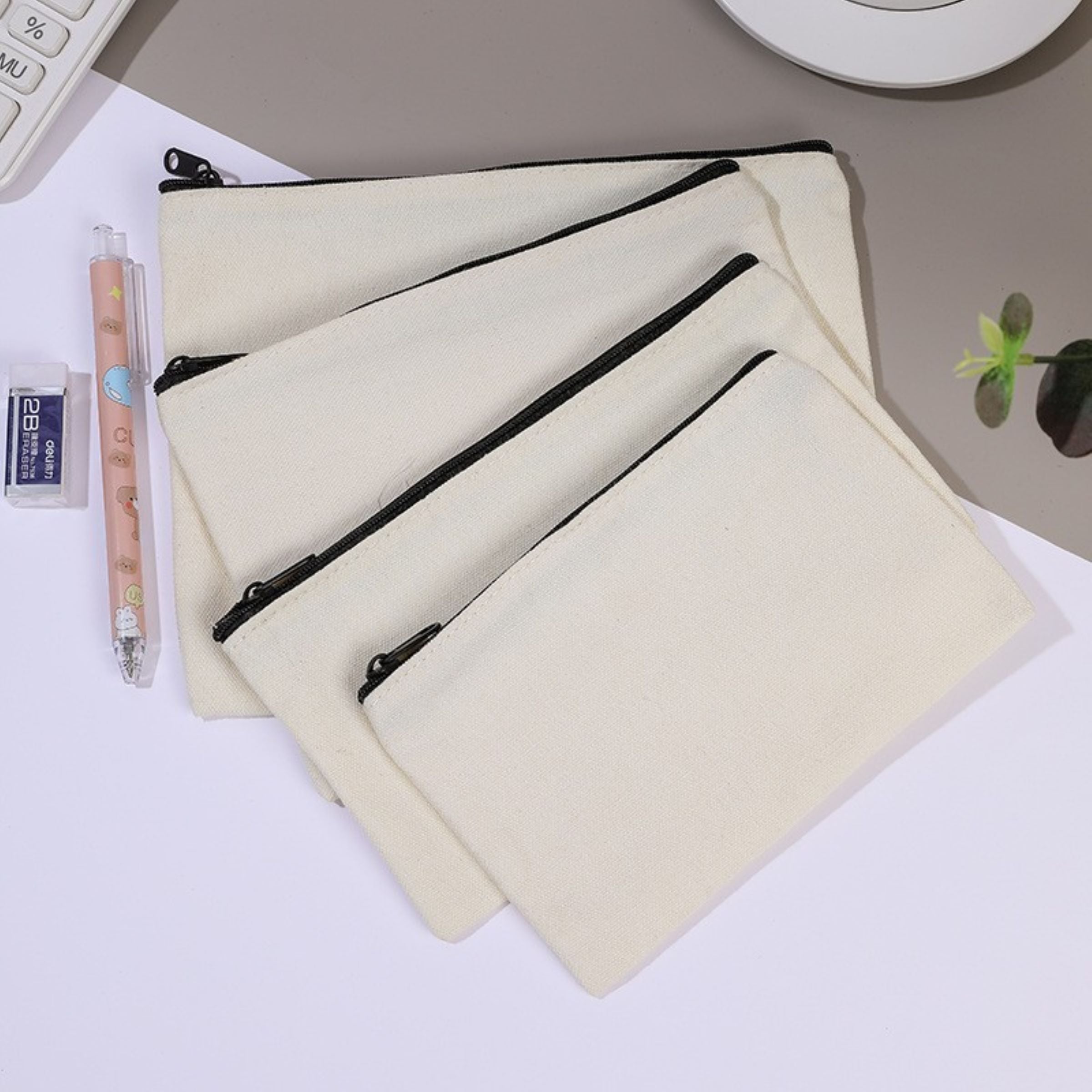 Canvas Zippered Pencil Case