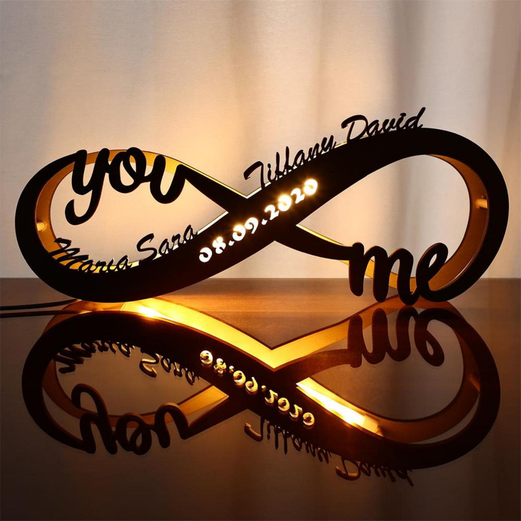 Personalized USB LED Night Light Custom Wooden Wall Lamp