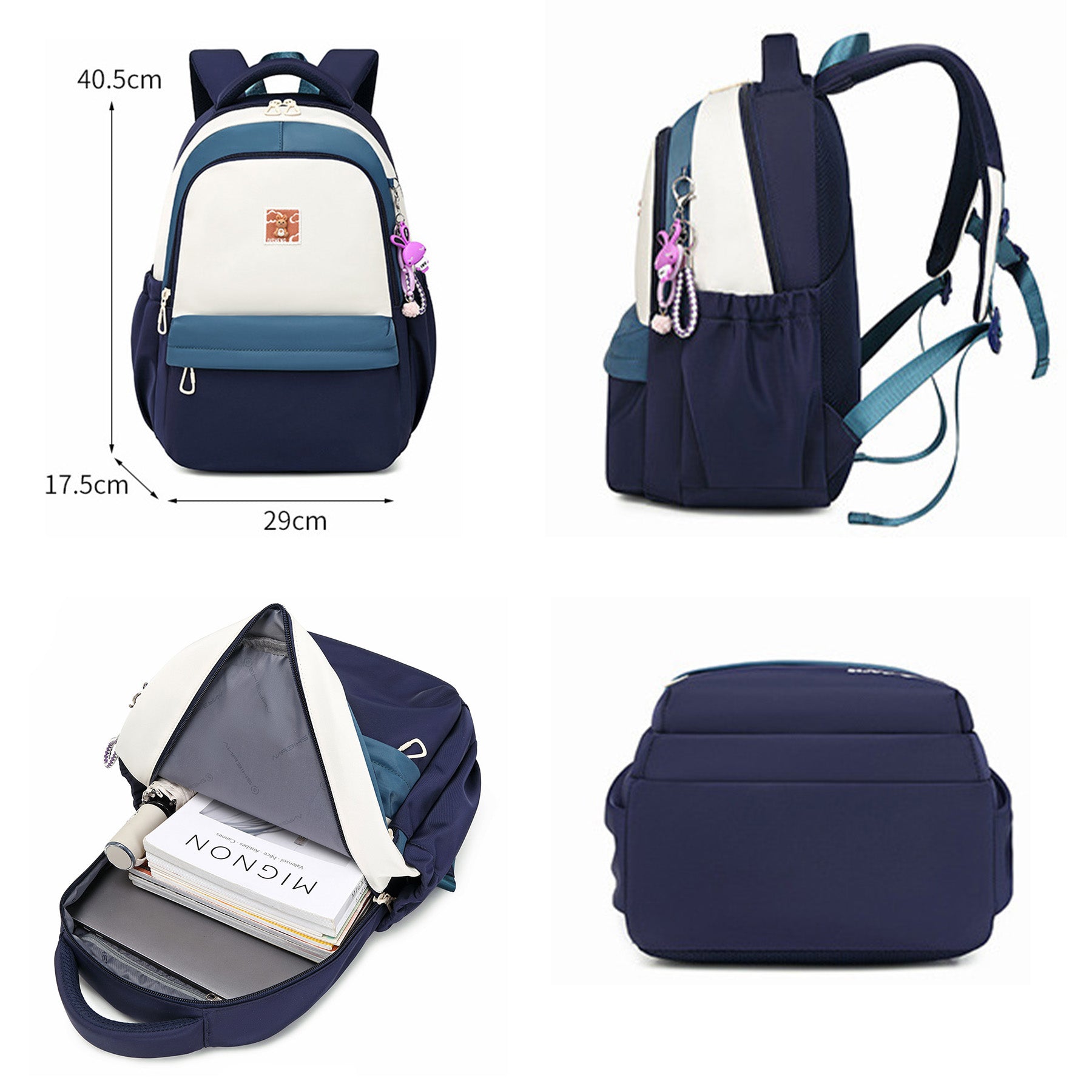 Outdoor College Waterproof Laptop Backpack With Bunny Pendant