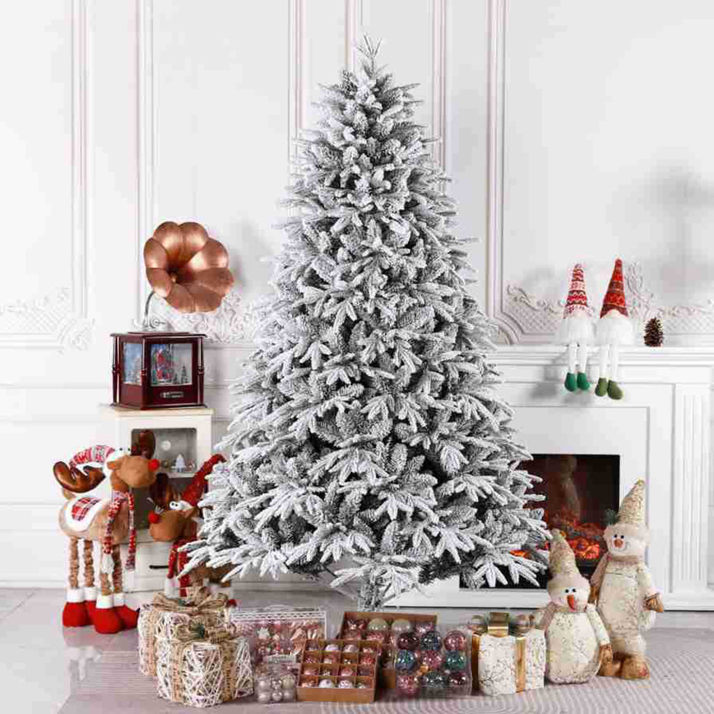 6 Ft Flocked Pe Artificial Christmas Tree With 755 Branch