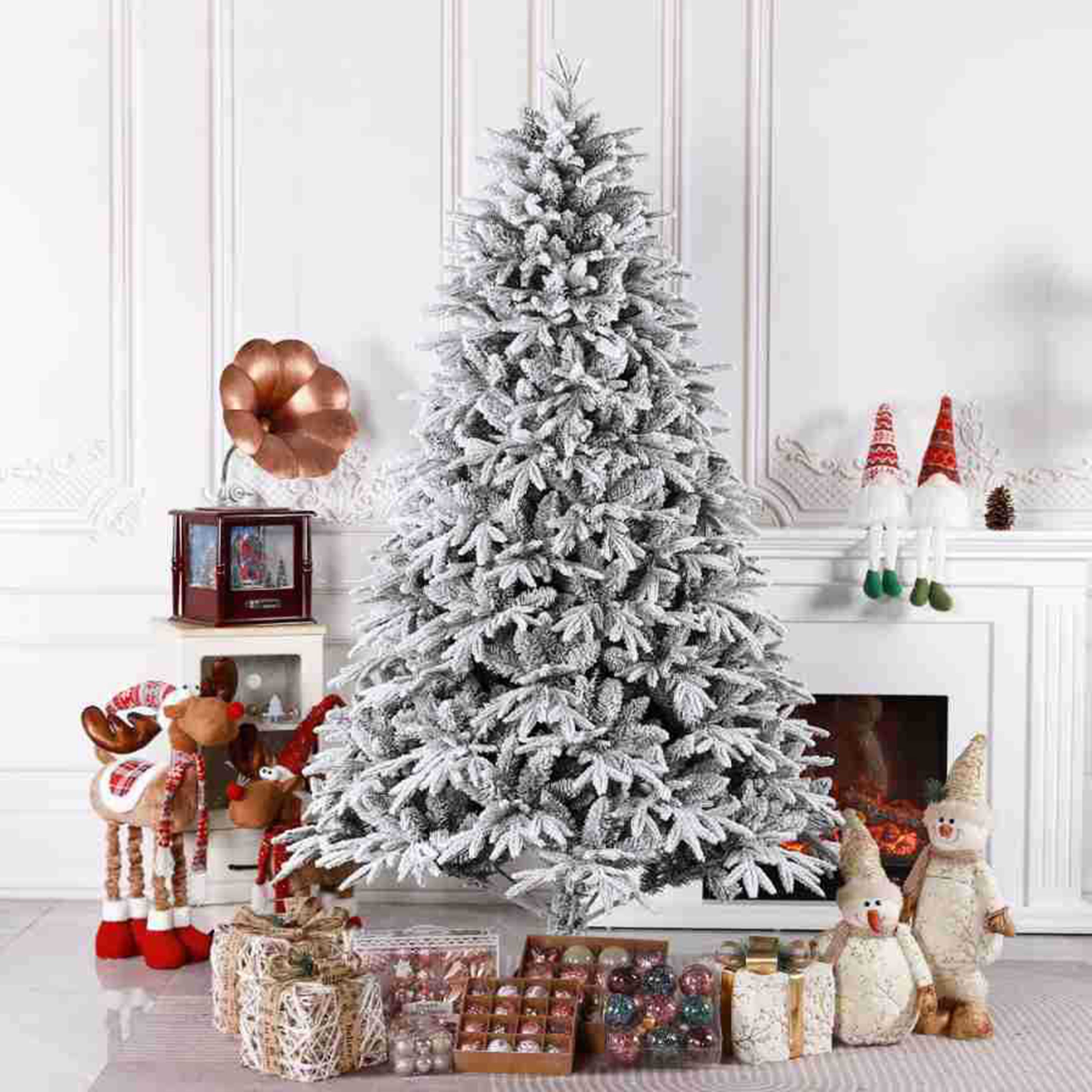 6 Ft Flocked Pe Artificial Christmas Tree With 755 Branch