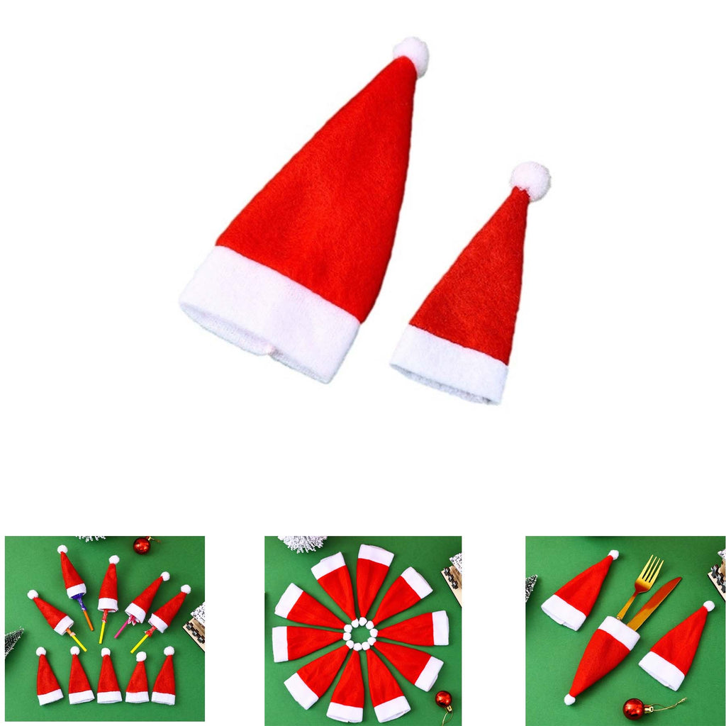 Red And White Mini Christmas Decorative Hat Knife And Fork Set