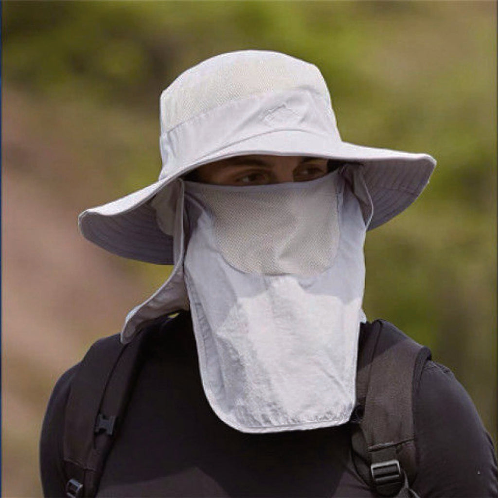 Outdoor Wide Brim Hat With Face Cover & Neck Flap