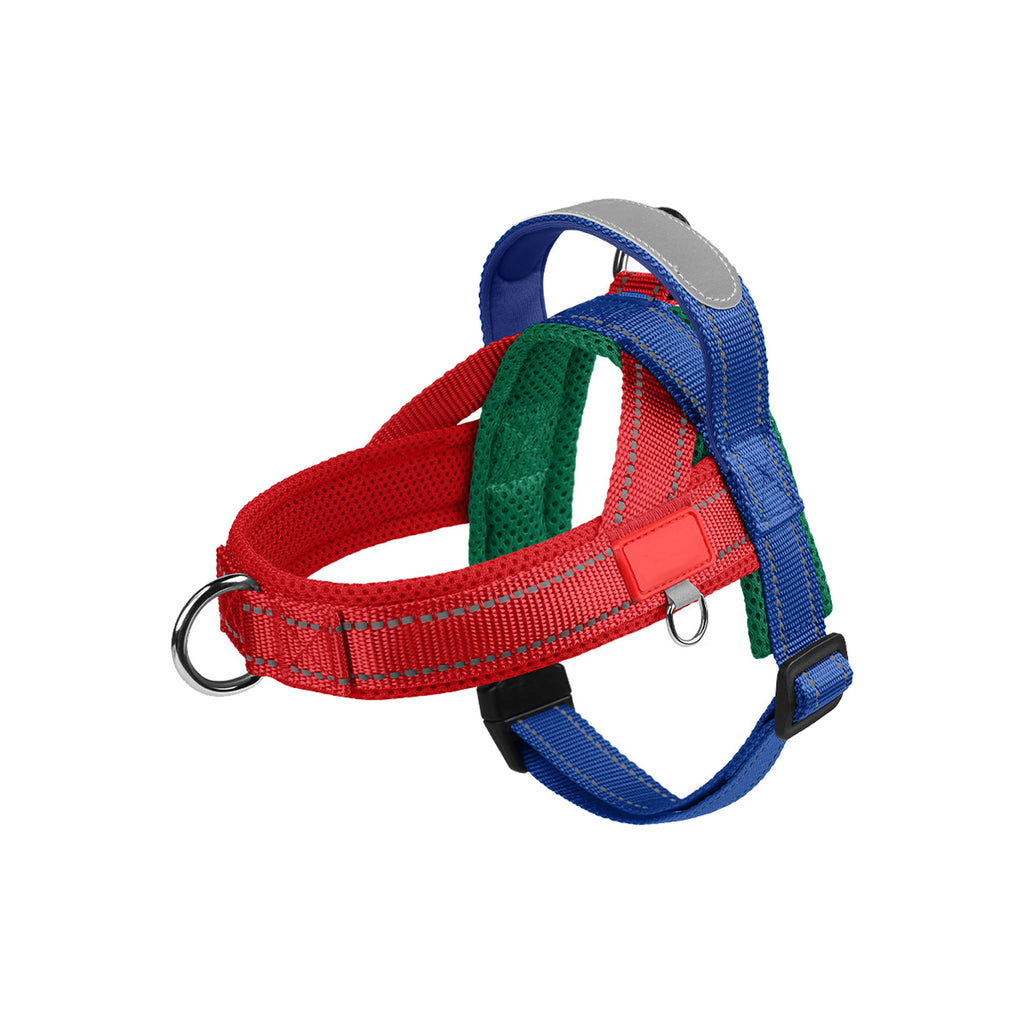 Tricolor Color-Block Wide No-Choke Saddle-Style Dog Harness