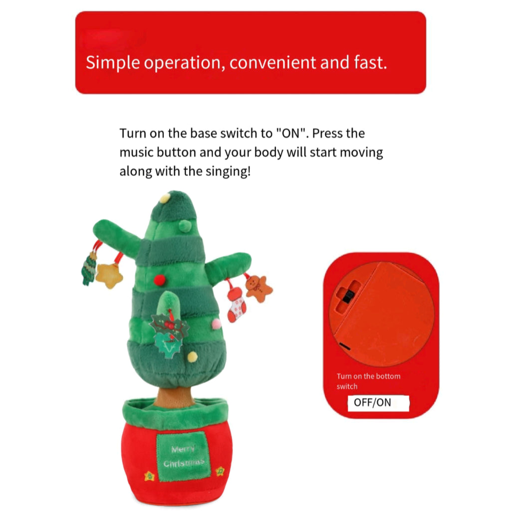 New 2025 Xmas Plush Sing Talk Record Santa Tree Gift