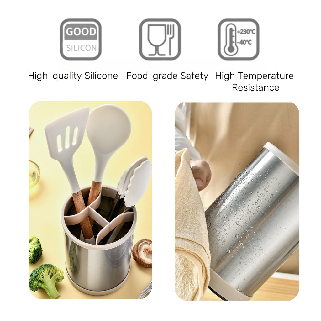 Rotating Stainless Steel Tableware Storage Bucket