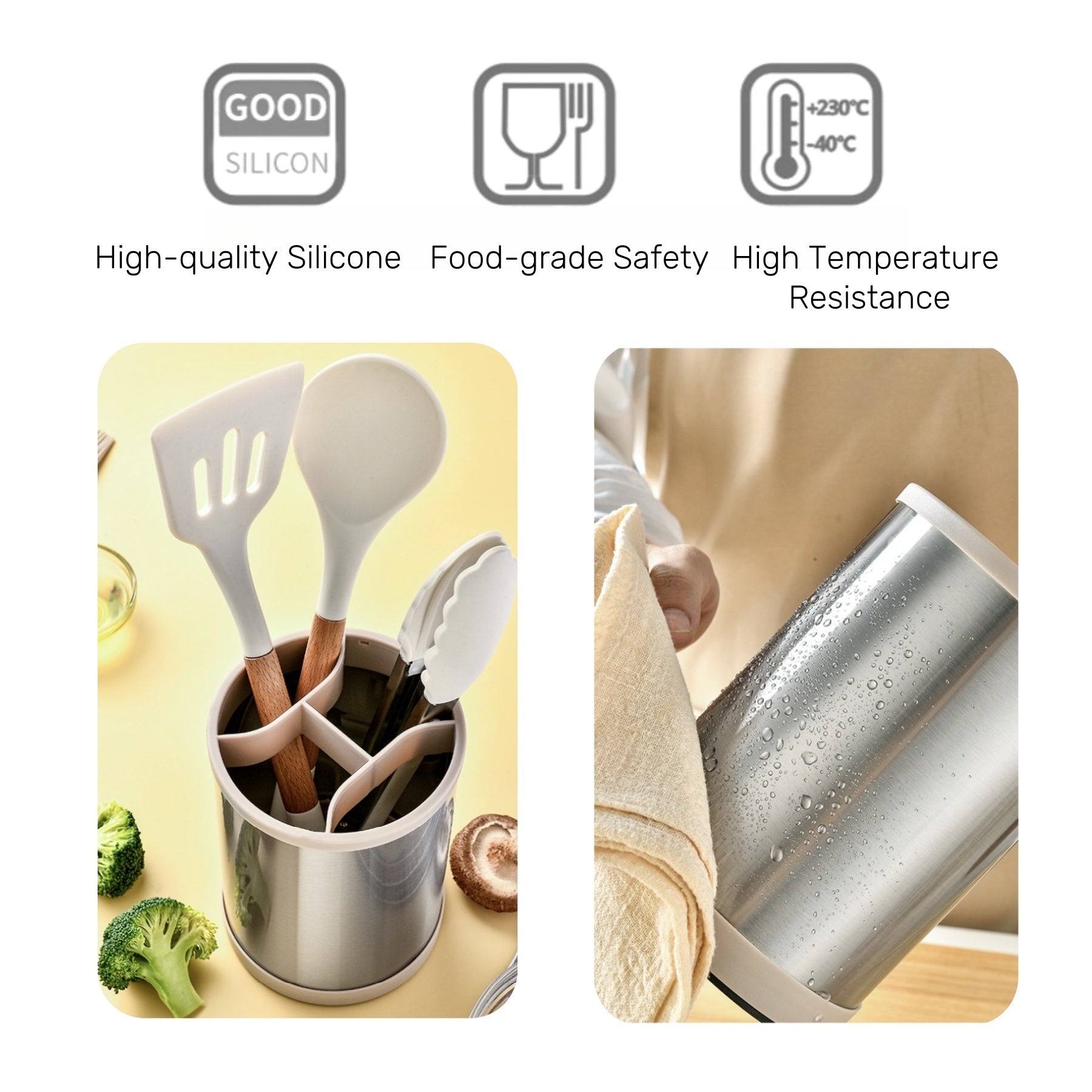 Rotating Stainless Steel Tableware Storage Bucket