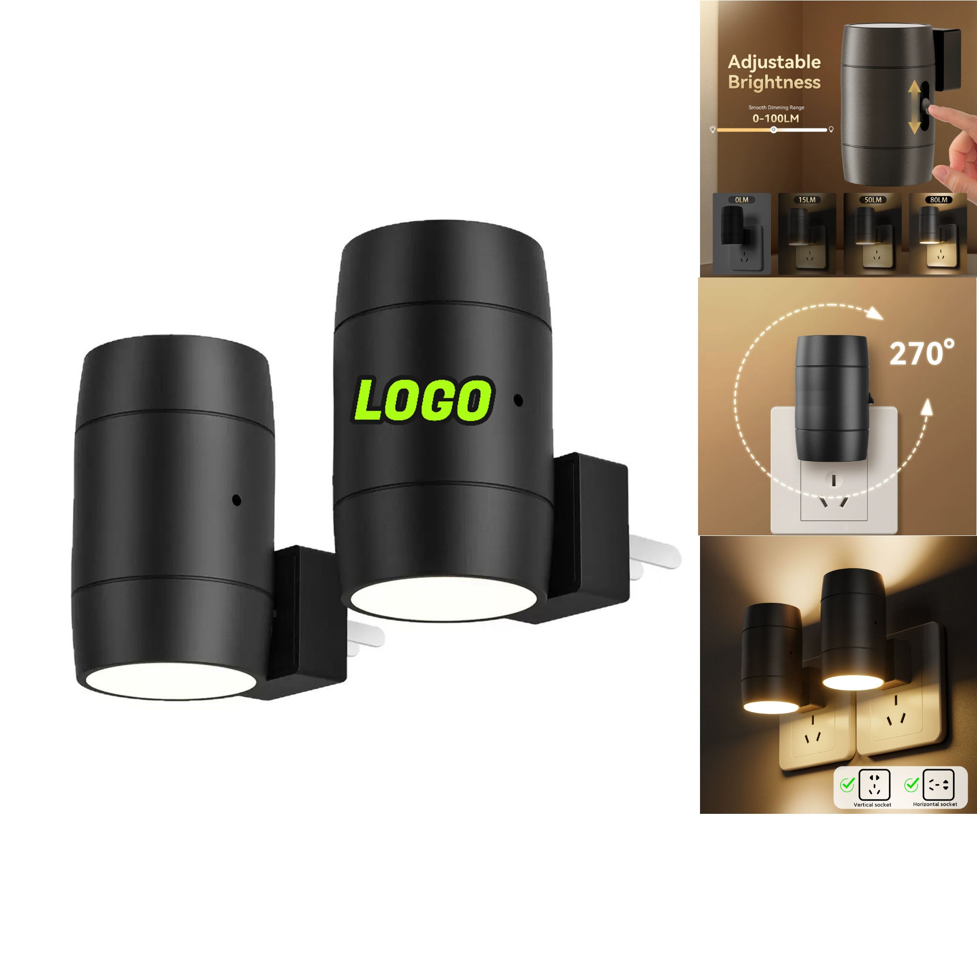 Acrylic Dimmable Rotatable Plug - in Sensor Night Light