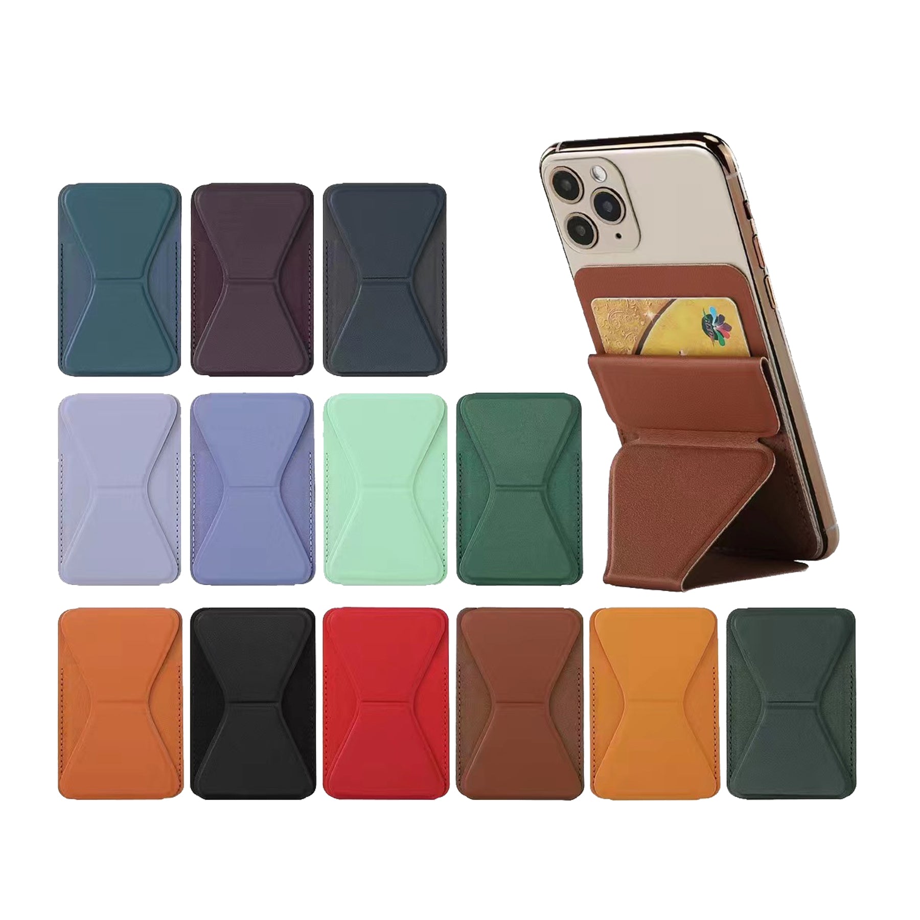 Leather Phone Card Holder With Phone Stand