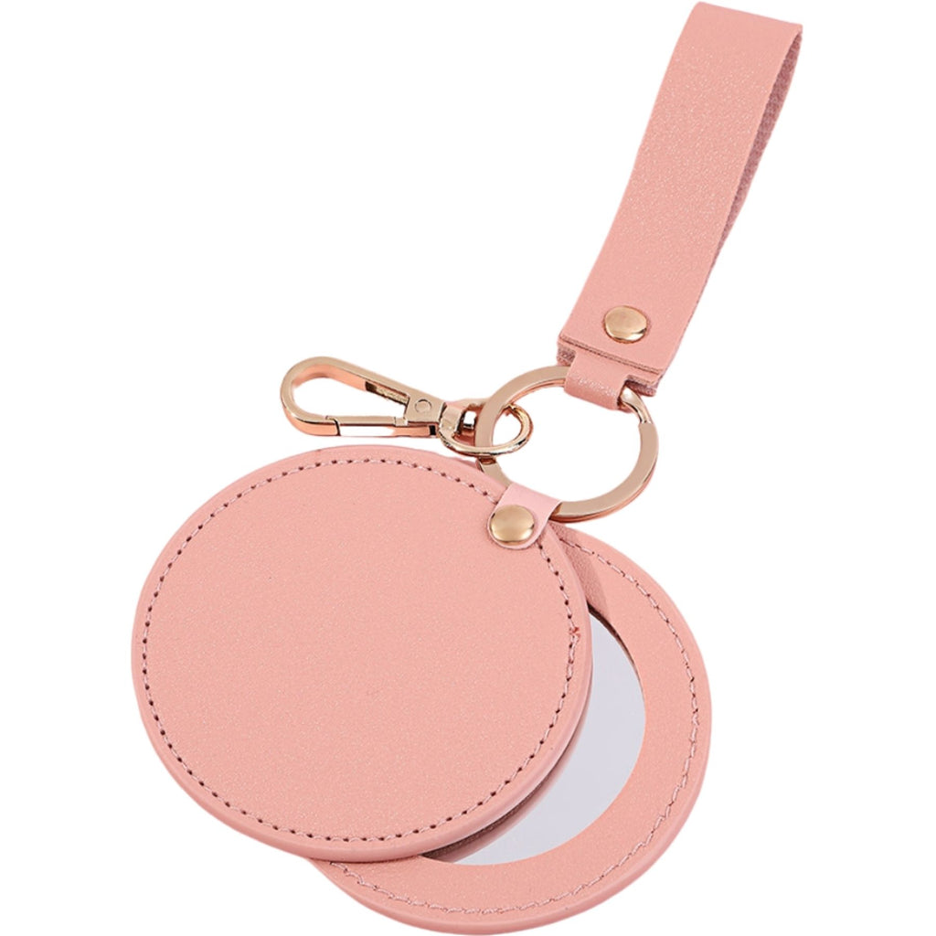 Round Leather Mirror Keychain