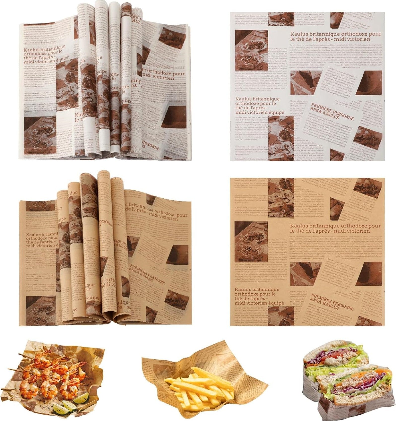 Printed Greaseproof Paper Food Safety Deli Packaging