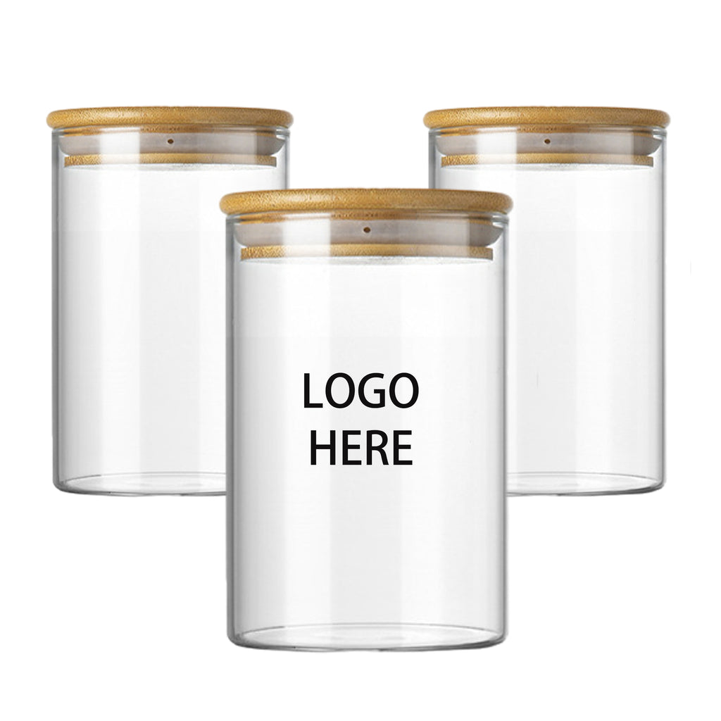 Clear Glass Canister With Bamboo Lid