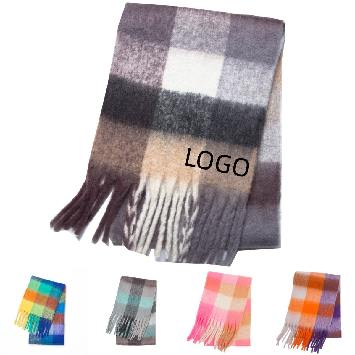 Color Block Cozy Plaid Scarf