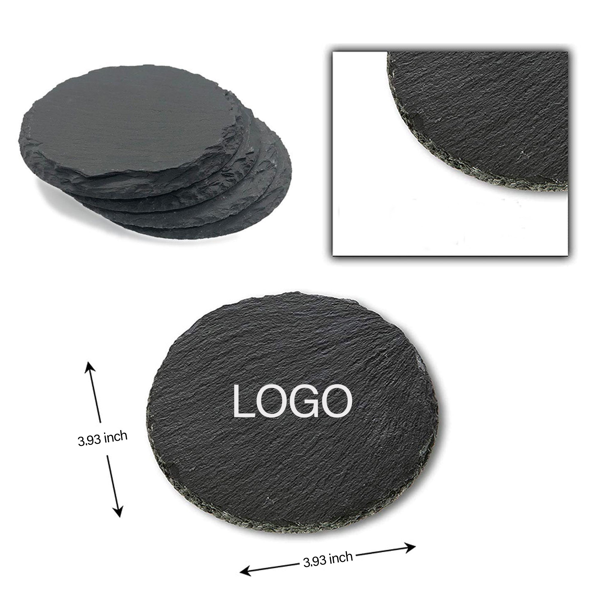 Round Slate Drink Coasters Set