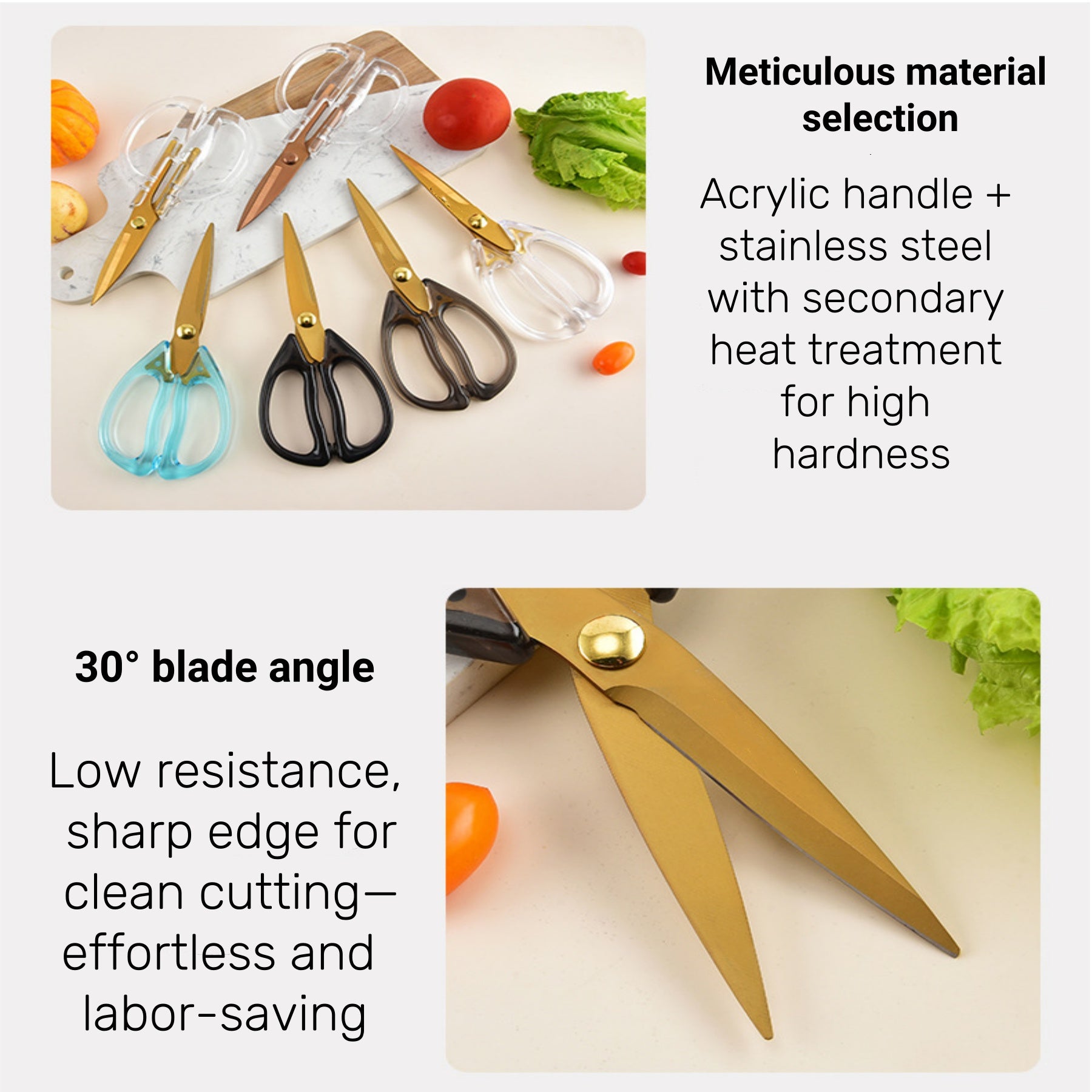 Stainless Steel Kitchen Scissors With Acrylic Handle