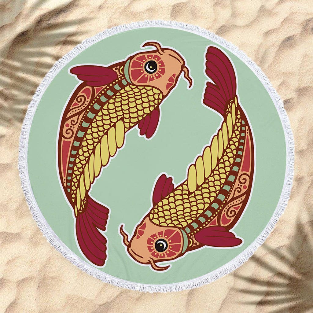 The Zodiac Printing Round Beach Towel With Tassels
