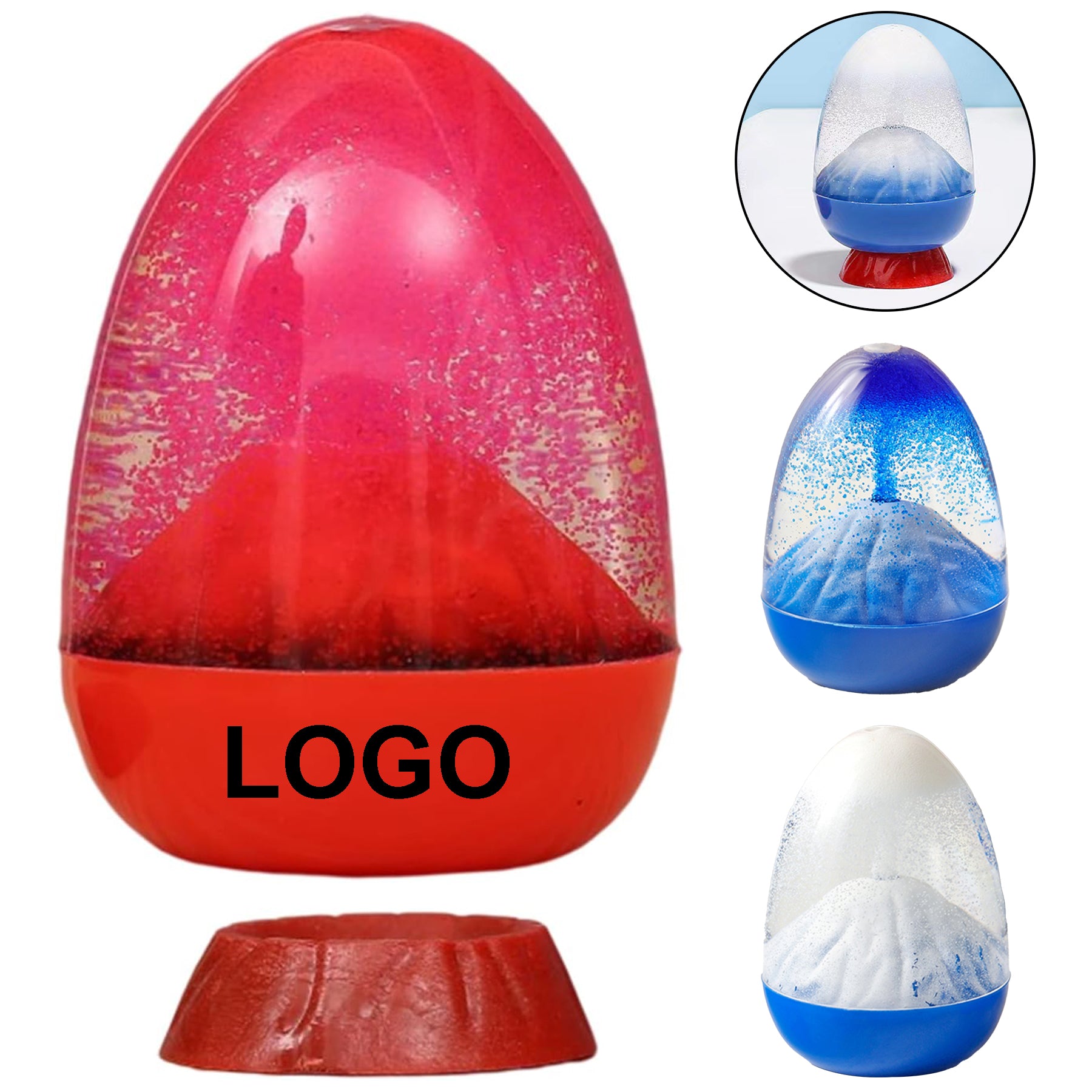 Volcanic Egg Liquid Hourglass With Base