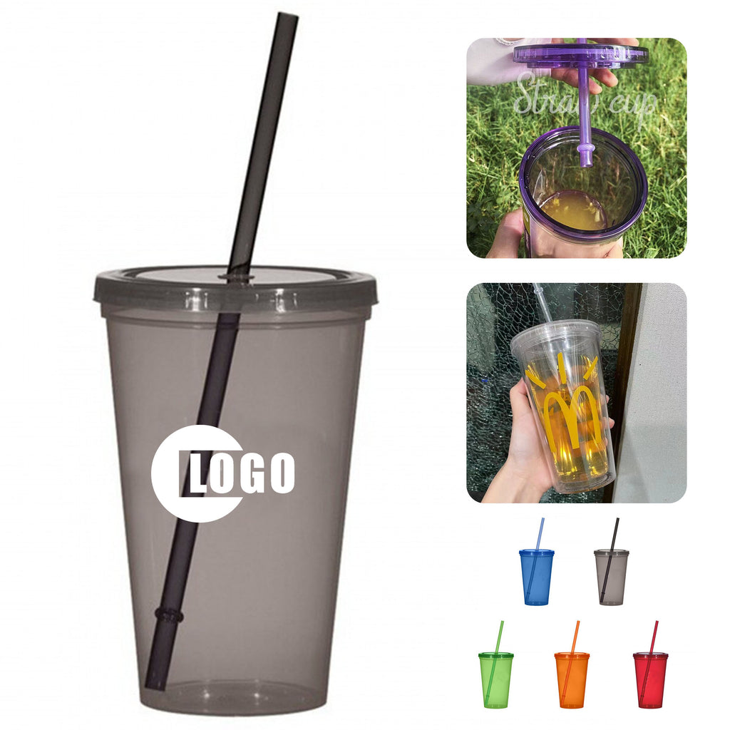 Plastic Water Cup With Lid And Straw