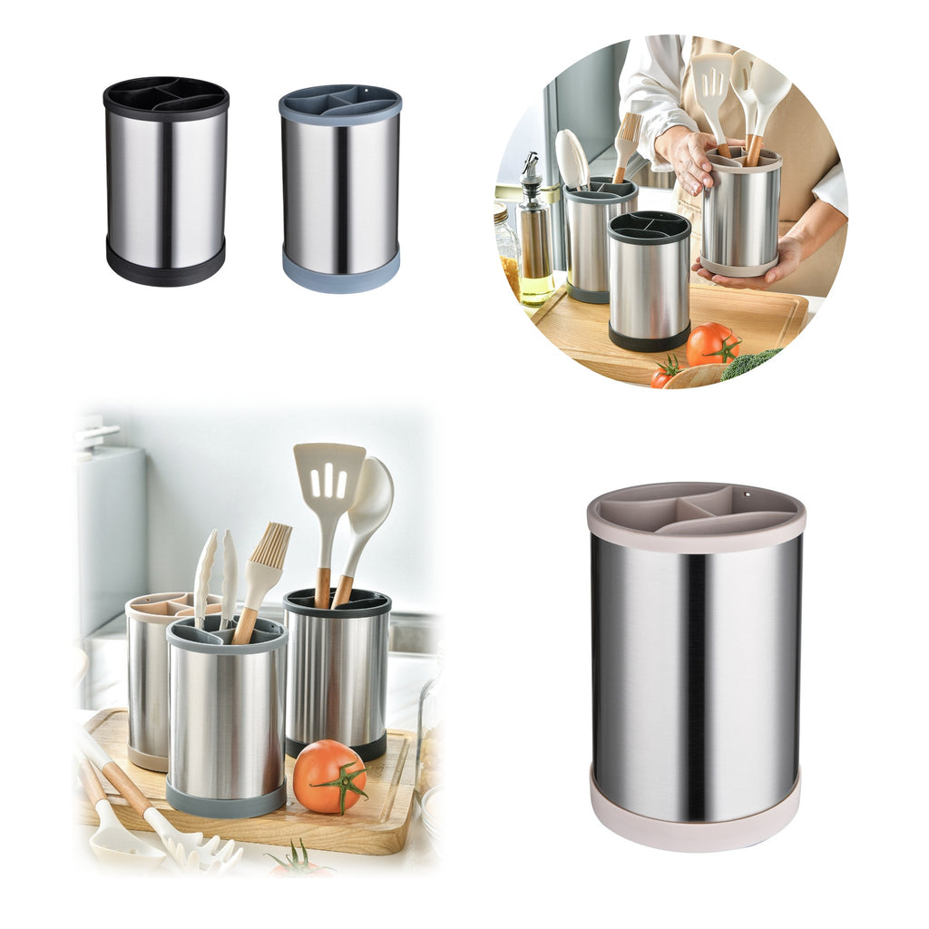 Rotating Stainless Steel Tableware Storage Bucket