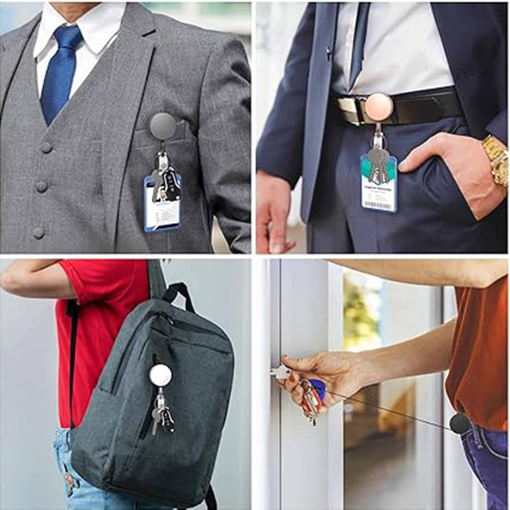 Retractable Badge Holder with Carabiner Reel Clip