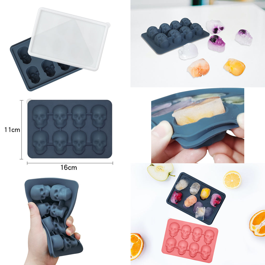Skull Shape Ice Cube Mold With Lid