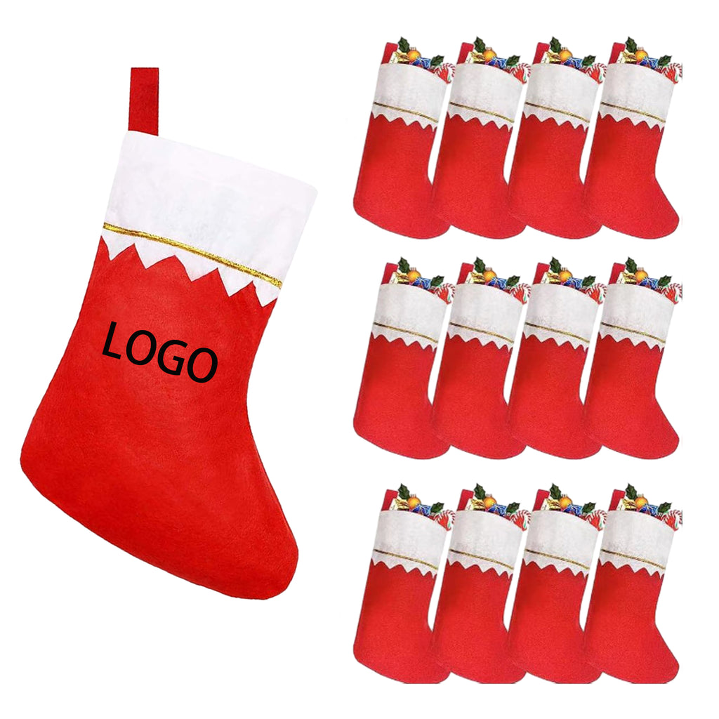 Felt Christmas Stockings With Golden Trim